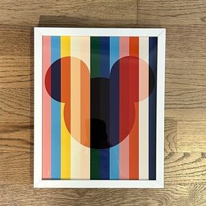 Minted Bright Stripes Disney Framed Art Print with Mickey Silhouette